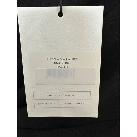 Nookie Lust One Shoulder Glam Bodycon Midi Black NWT XS - Picture 11 of 11